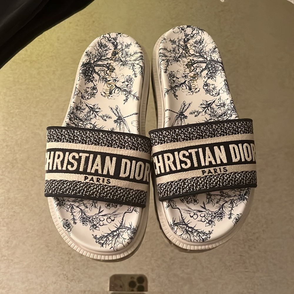 Dior Women Blue Slide Sandals - Picture 2 of 4